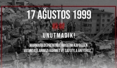 17 Ağustos 1999 Marmara Depreminde hayatını kaybeden vatandaşlarımızı saygı ve rahmetle anıyoruz.